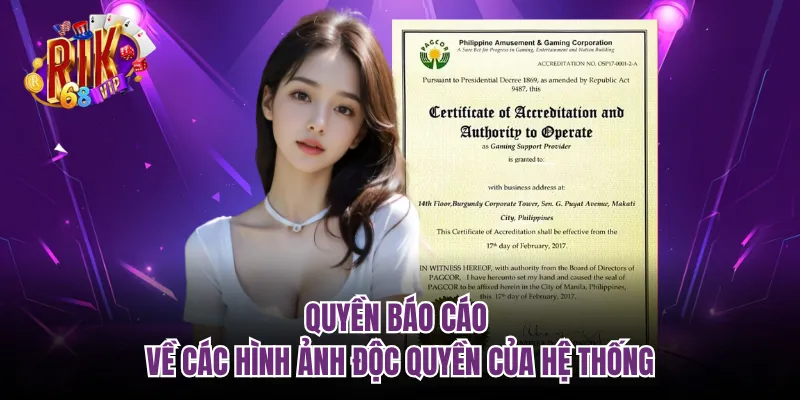 Quyền báo cáo về các hình ảnh độc quyền của hệ thống